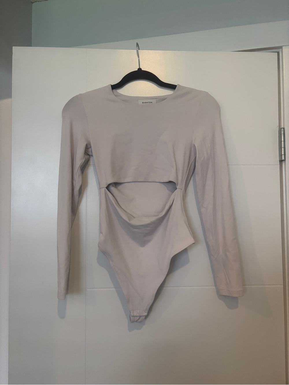 Babaton Long Sleeve Segovia Contour Cutout Bodysuit in Light Taupe